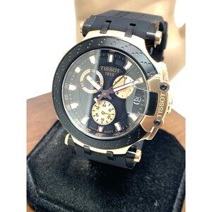 Tissot Mens Watch T-Race Chronograph Swiss Quartz Rose Gold Black T1154173705100